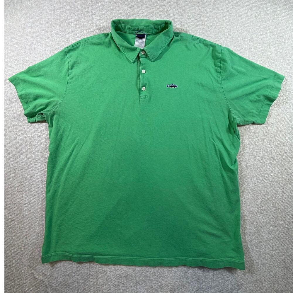 Patagonia Men Green 2XL Short Sleeve Outdoor Fishing Athletic Casual Polo Shirt
